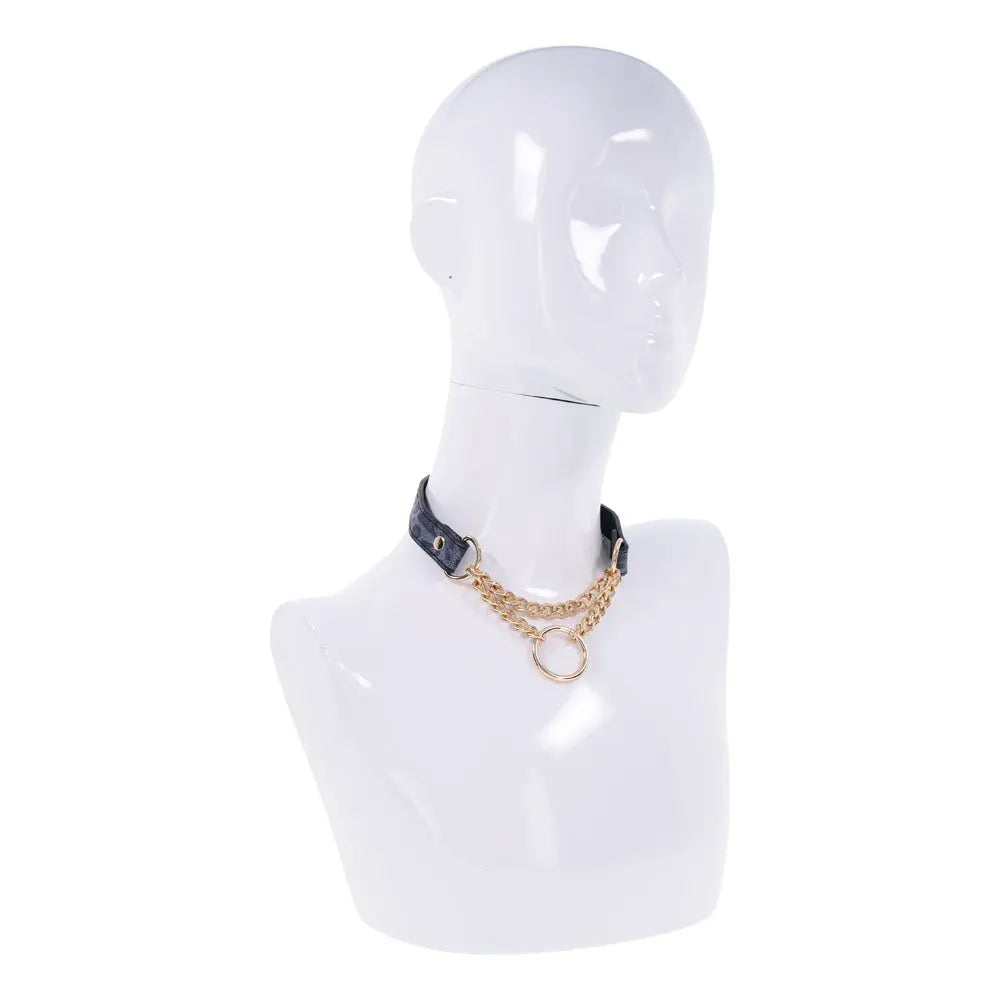 Sex & Mischief Cougar Day Collar - Navy /Gold Collar Sportsheets Discreet Intimate Essentials.