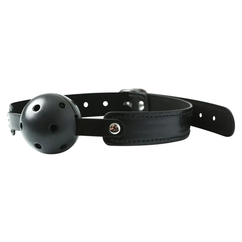 Sex & Mischief Breathable Ball Gag -  Mouth Restraint with adjustable strap and 5 cm black plastic ball for intimate essentials.