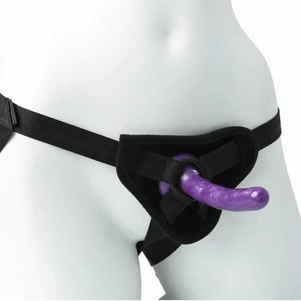 Sex & Mischief Strap-On & Silicone Dildo Kit - /Purple Adjustable Strap-On with 4-way adjustable straps and silicone dildo.