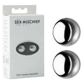 Sex & Mischief 100% Stainless Steel Balls - Stainless Steel Ben Wa Balls packaging and product image.