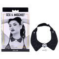 Sex & Mischief Heartbound Lace Day Collar -  Submission Collar displayed in packaging with model.