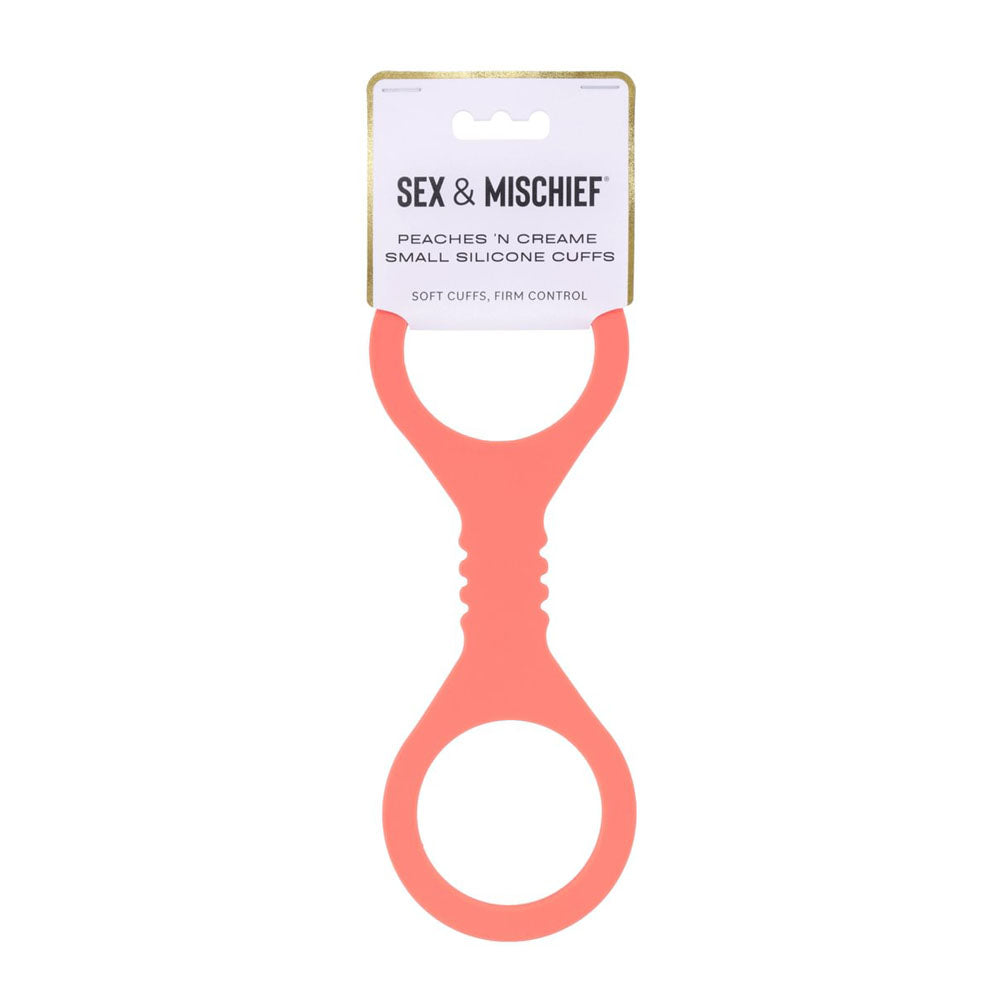 Sex & Mischief Peaches n CreaMe Small Silicone Cuffs - Peach Silicone Restraints for intimate essentials.