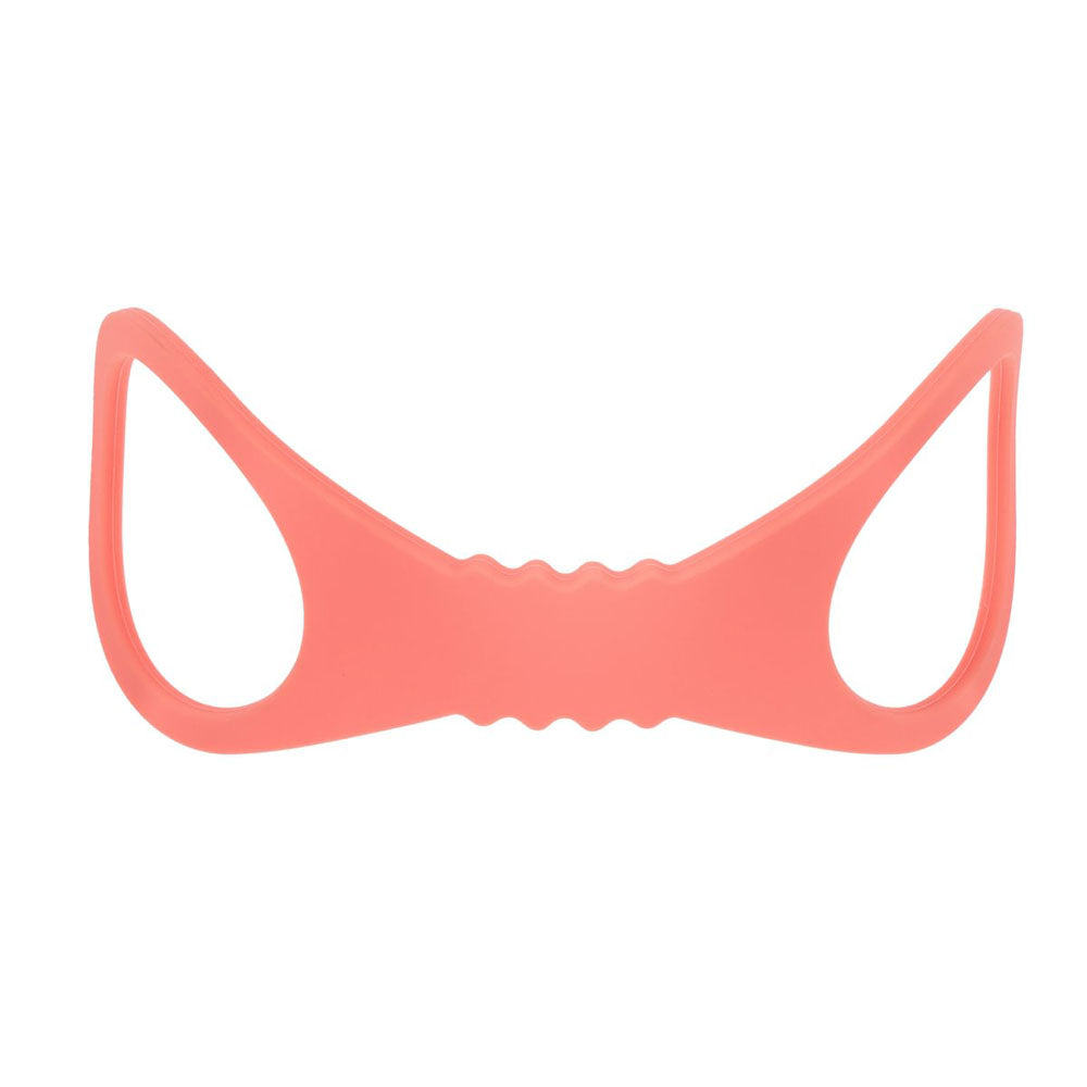 Sex & Mischief Peaches n CreaMe Large Silicone Cuffs - Peach Large Silicone Restraints on a white background.