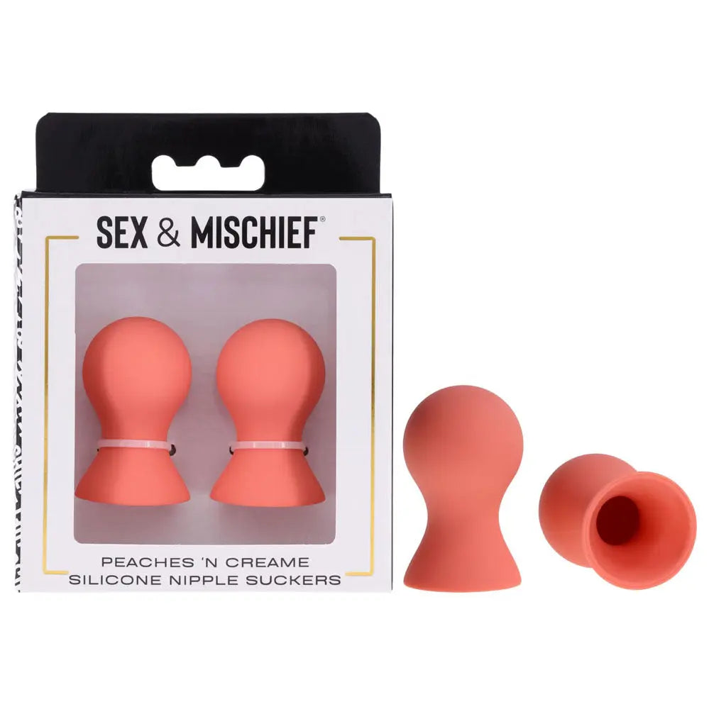 Sex & Mischief Peaches n CreaMe Silicone Nipple Suckers - Peach Nipple Suckers - Set of 2 Sportsheets Discreet Intimate Essentials.