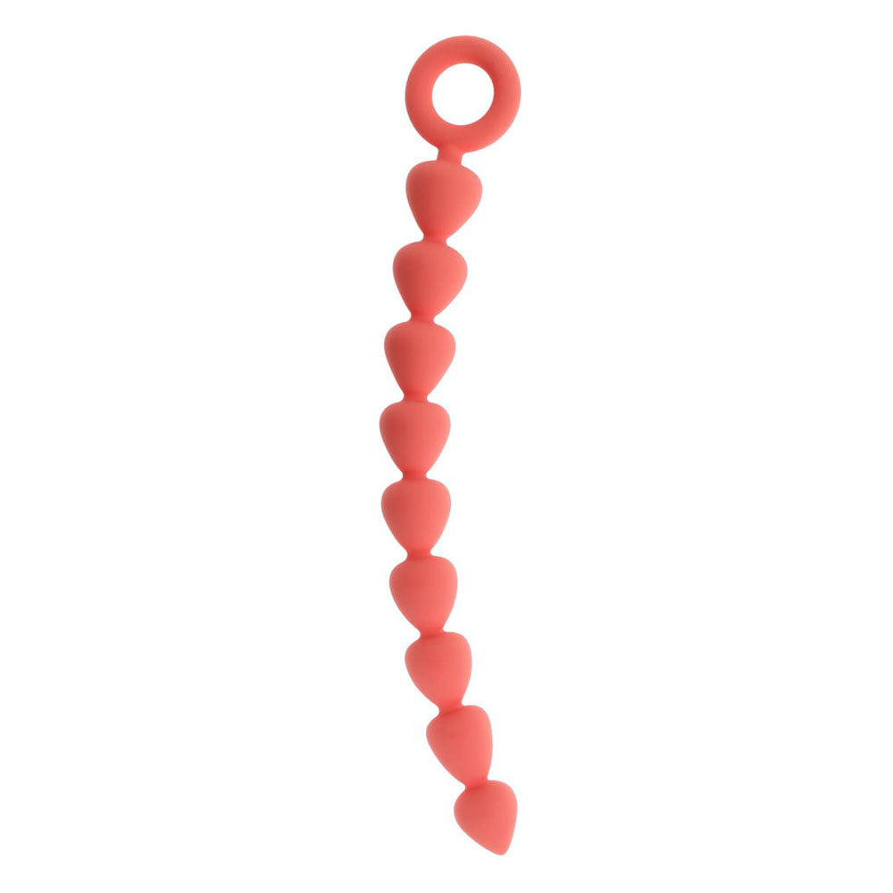 Sex & Mischief Peaches n CreaMe Silicone Anal Beads - Peach 23 cm Silicone Anal Beads featuring ergonomic ring handle.