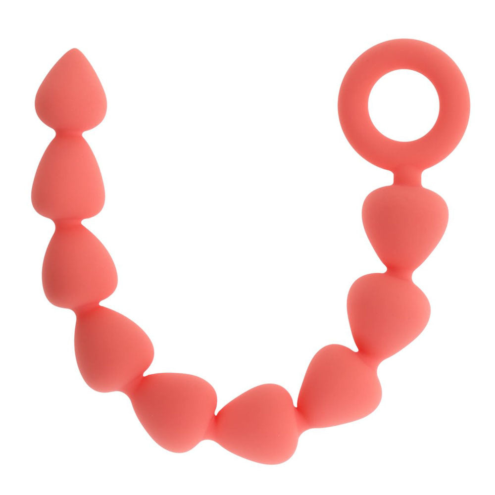 Sex & Mischief Peaches n CreaMe Silicone Anal Beads - Peach 23 cm Silicone Anal Beads, pink silicone anal beads for pleasure.