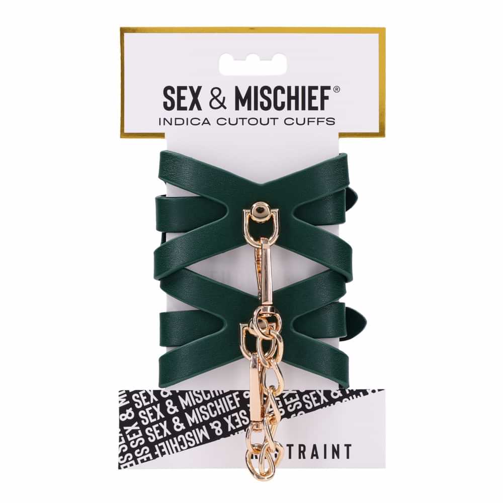 Sex & Mischief Indica Cutout Cuffs - /Gold Restraints Sportsheets Discreet Intimate Essentials.