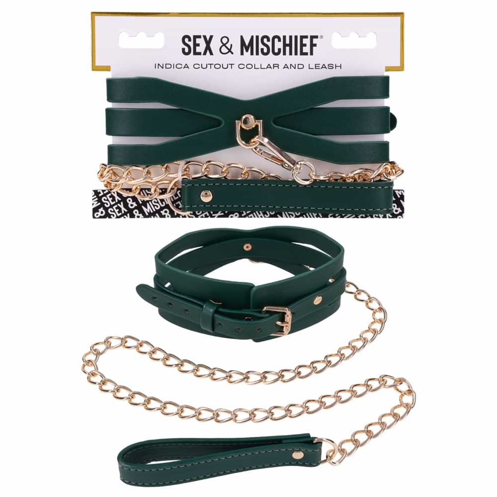 Sex & Mischief Indica Cutout Collar and Leash - /Gold Restraint Sportsheets Discreet Intimate Essentials.