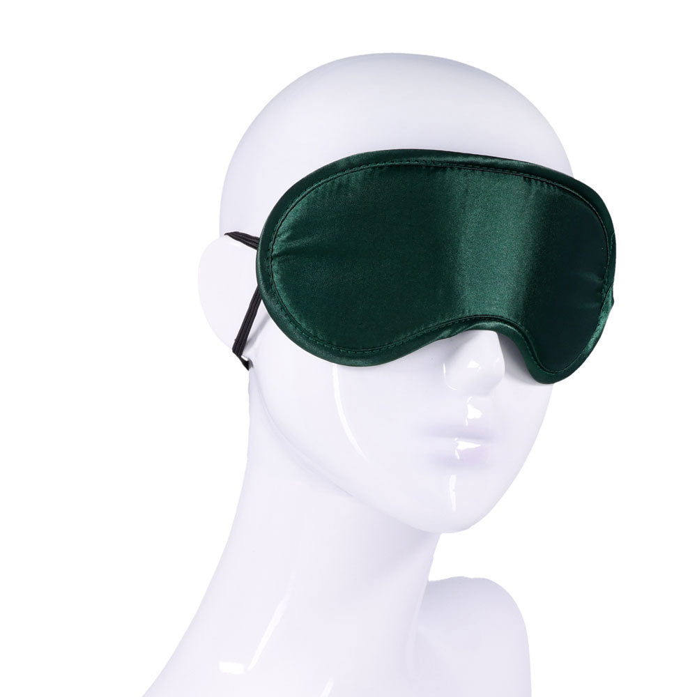 Sex & Mischief Indica Blindfold -  Eye Mask made from emerald green satin for heightened sensations.