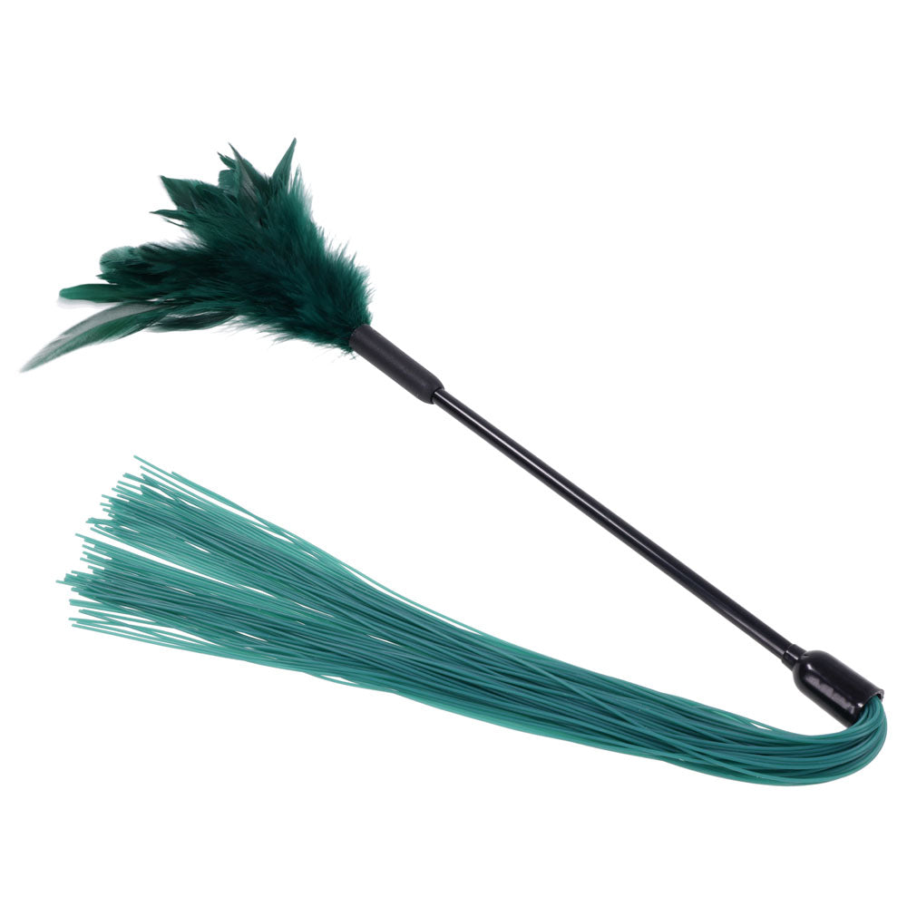 Sex & Mischief Indica Feather Tickler -  Feather Tickler Whip with soft green feathers and flexible silicone falls.