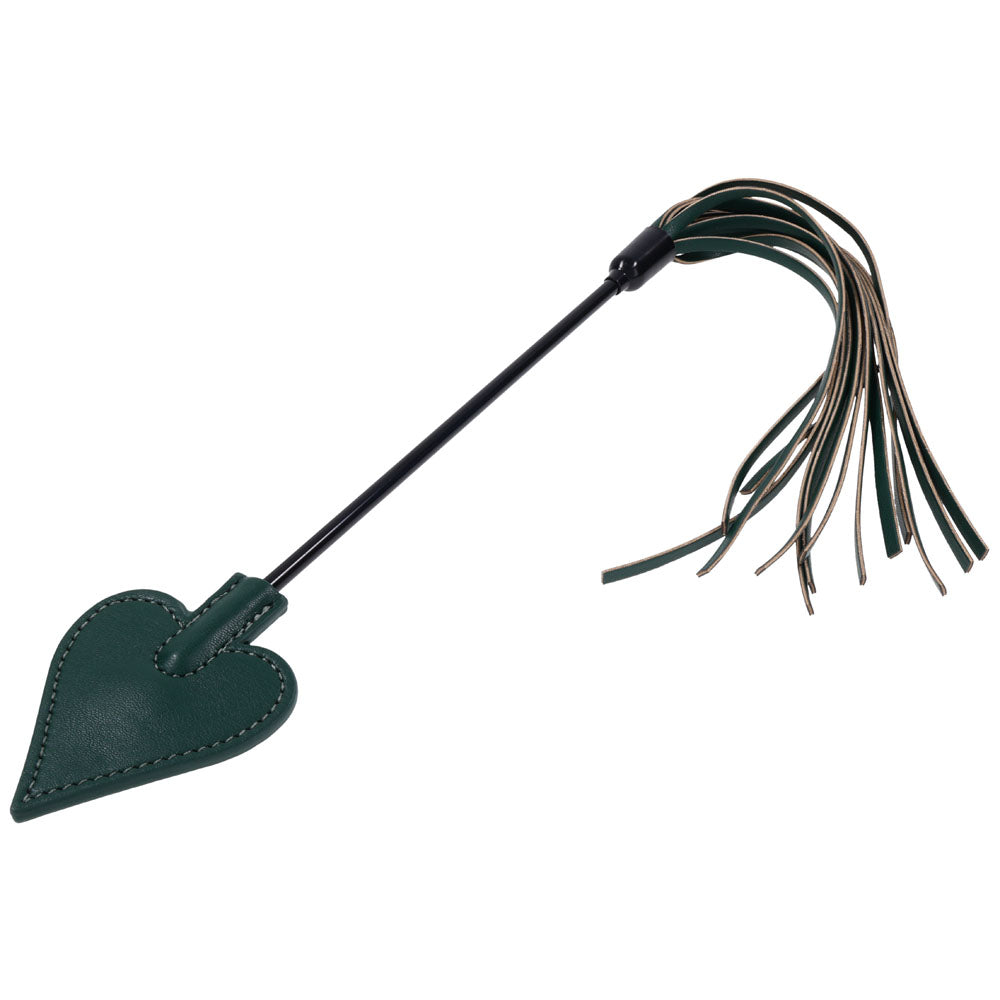 Sex & Mischief Indica Dual Impact Crop -  Crop Whip with a heart-shaped tip and faux leather falls for impact play.