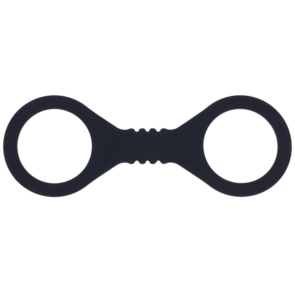 Sex & Mischief Shadow Small Silicone Cuffs - Small Restraints for intimate play, sleek black silicone design.