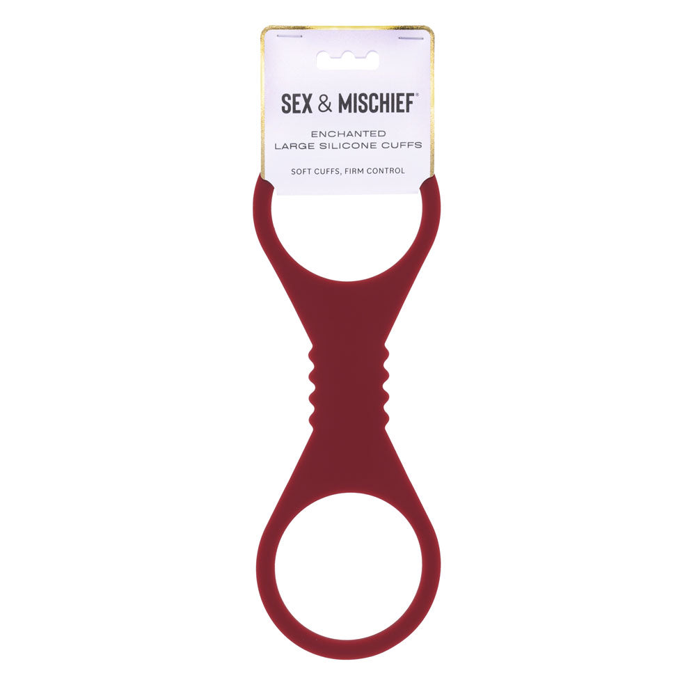 Sex & Mischief Enchanted Large Silicone Cuffs - Burgundy Large Restraints for intimate play and control.