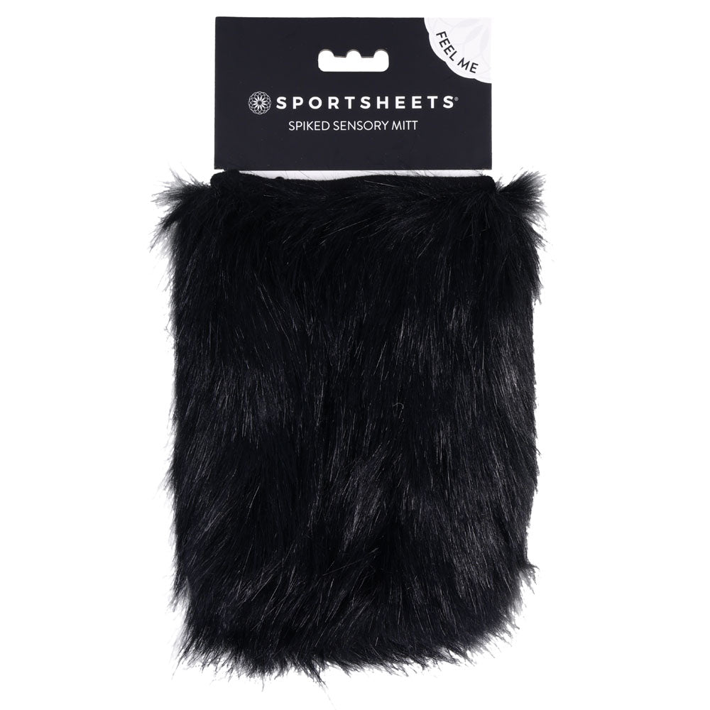 SPORTSHEETS Spiked Sensory Mitt - Furry Mitt with Spikes showcasing luxurious faux fur and hidden spikes for sensory play.