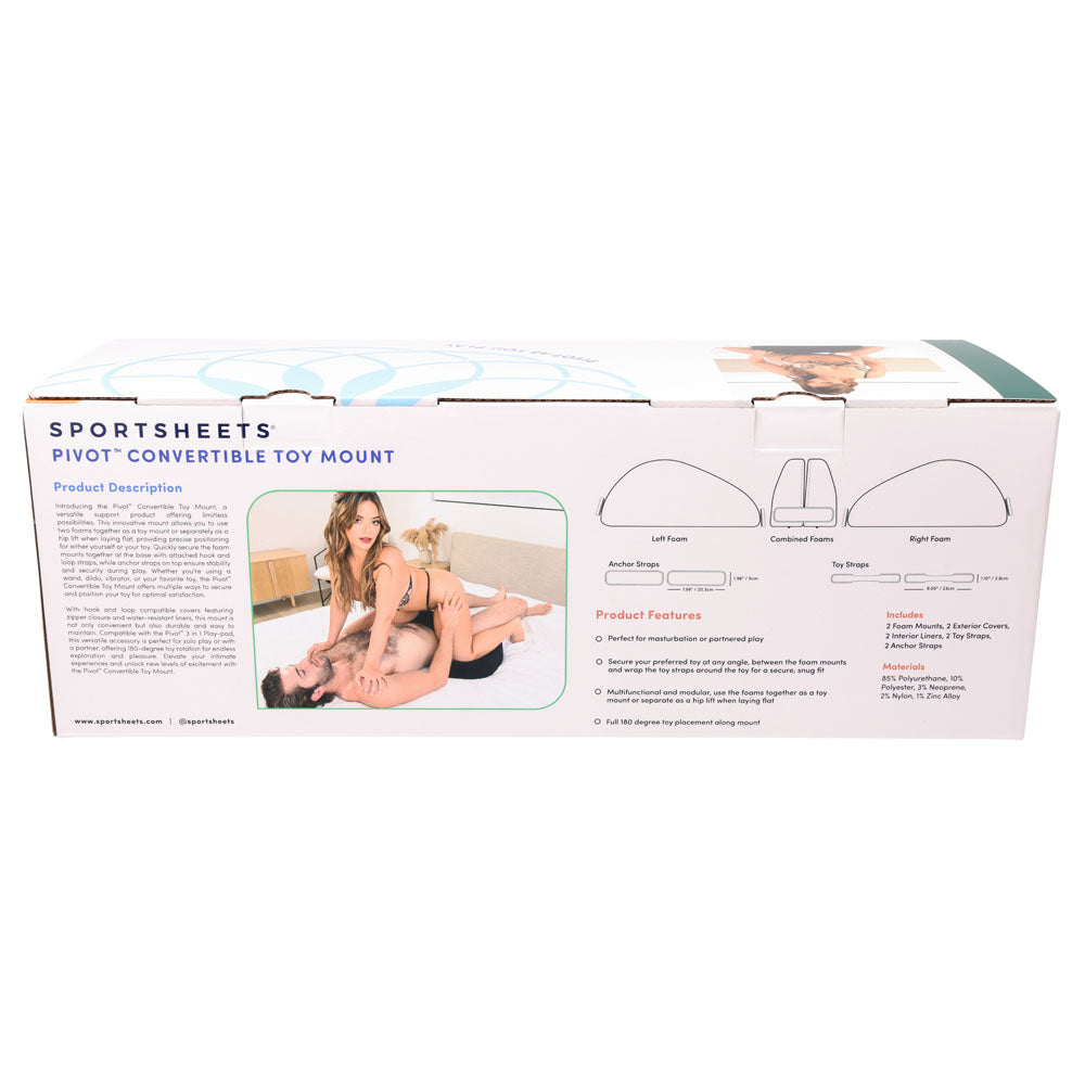 Pivot Convertible Toy Mount - Adjustable Multi-Use Toy Positioner packaging display with features and product description.