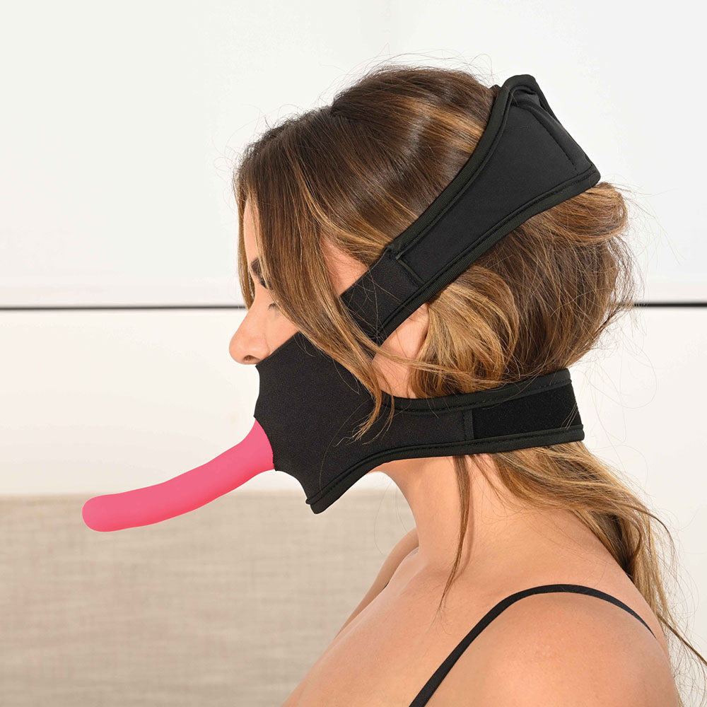 Pivot In Your Face Strap On -  Face-Sitter Strap-On Harness (No Probe Included) worn by a model, showcasing design.
