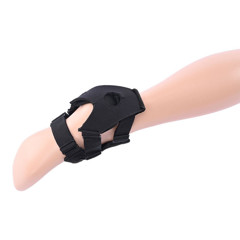 Pivot Flex Foot Strap On - Adjustable Strap-On Harness (No Probe Included) shown on a model arm, featuring adjustable straps.