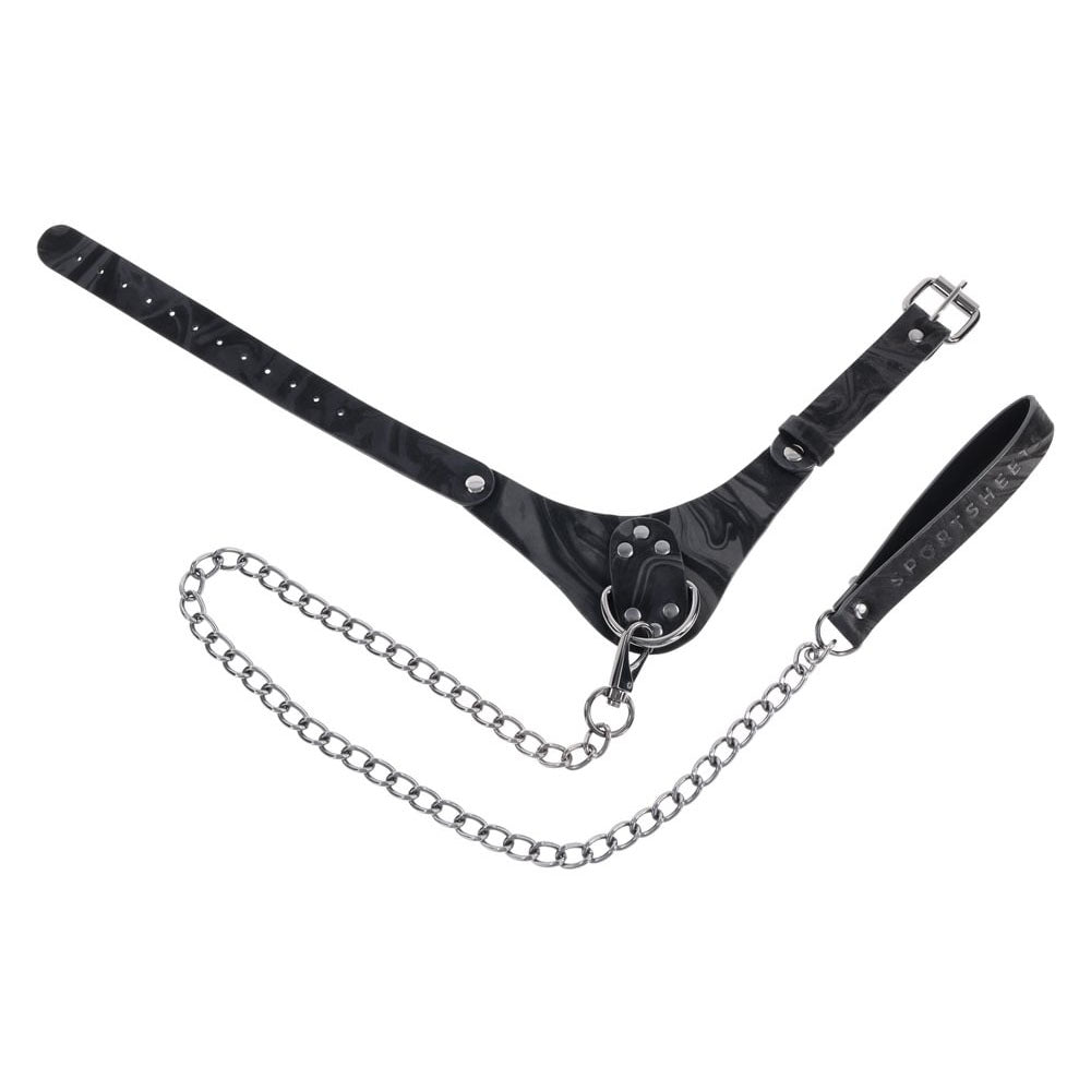 SPORTSHEETS Velvet Noir Collar & Leash - Restraint & Leash with a stylish chain detail for intimate adventures.