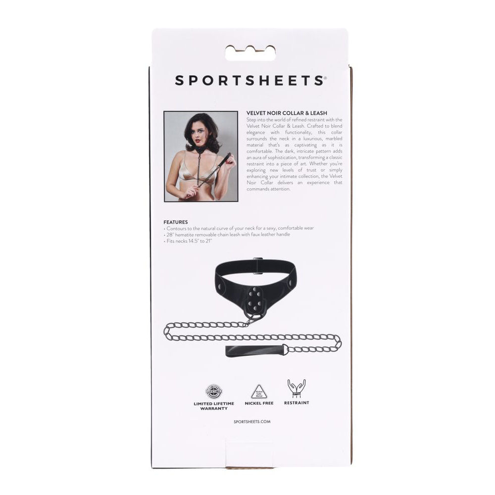 SPORTSHEETS Velvet Noir Collar & Leash - Restraint & Leash with elegant design and comfort features.