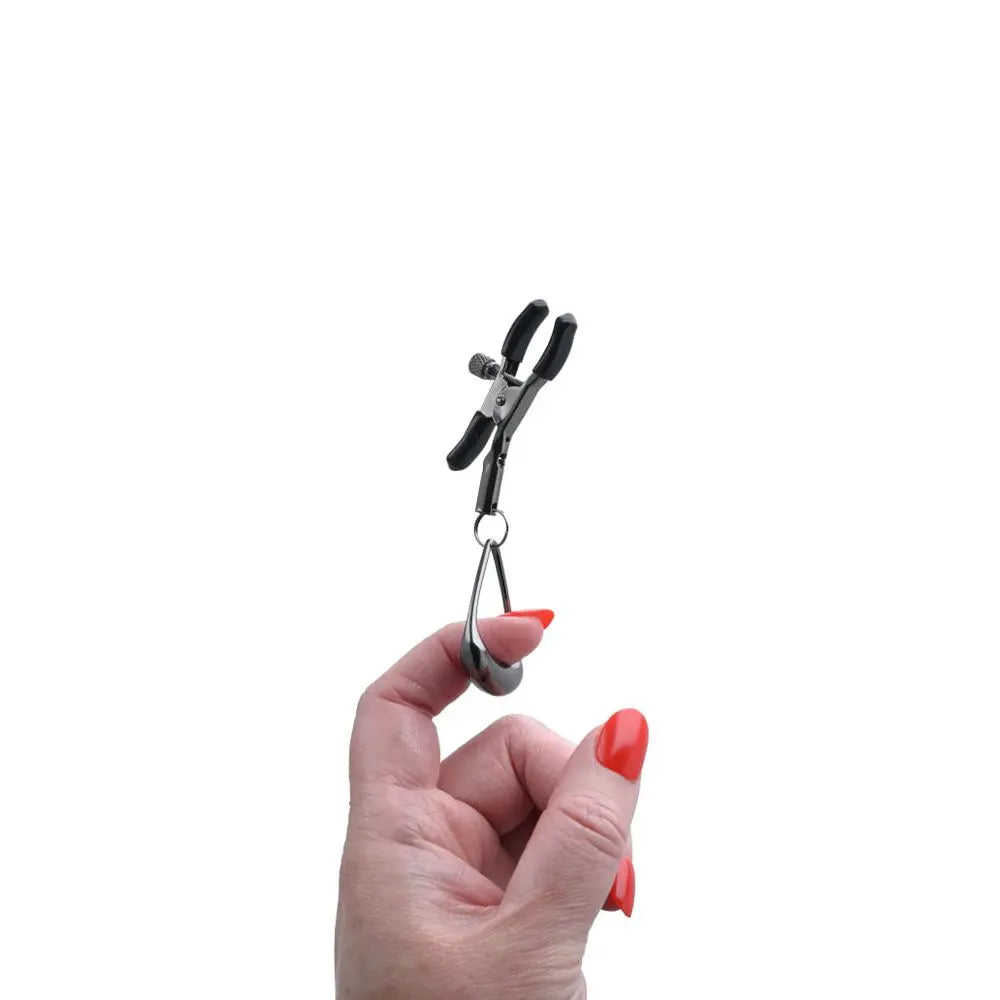 SPORTSHEETS Velvet Noir Tuggable Nipple Clamps - Gunmetal Adjustable Nipple Restraints Sportsheets Discreet Intimate Essentials.