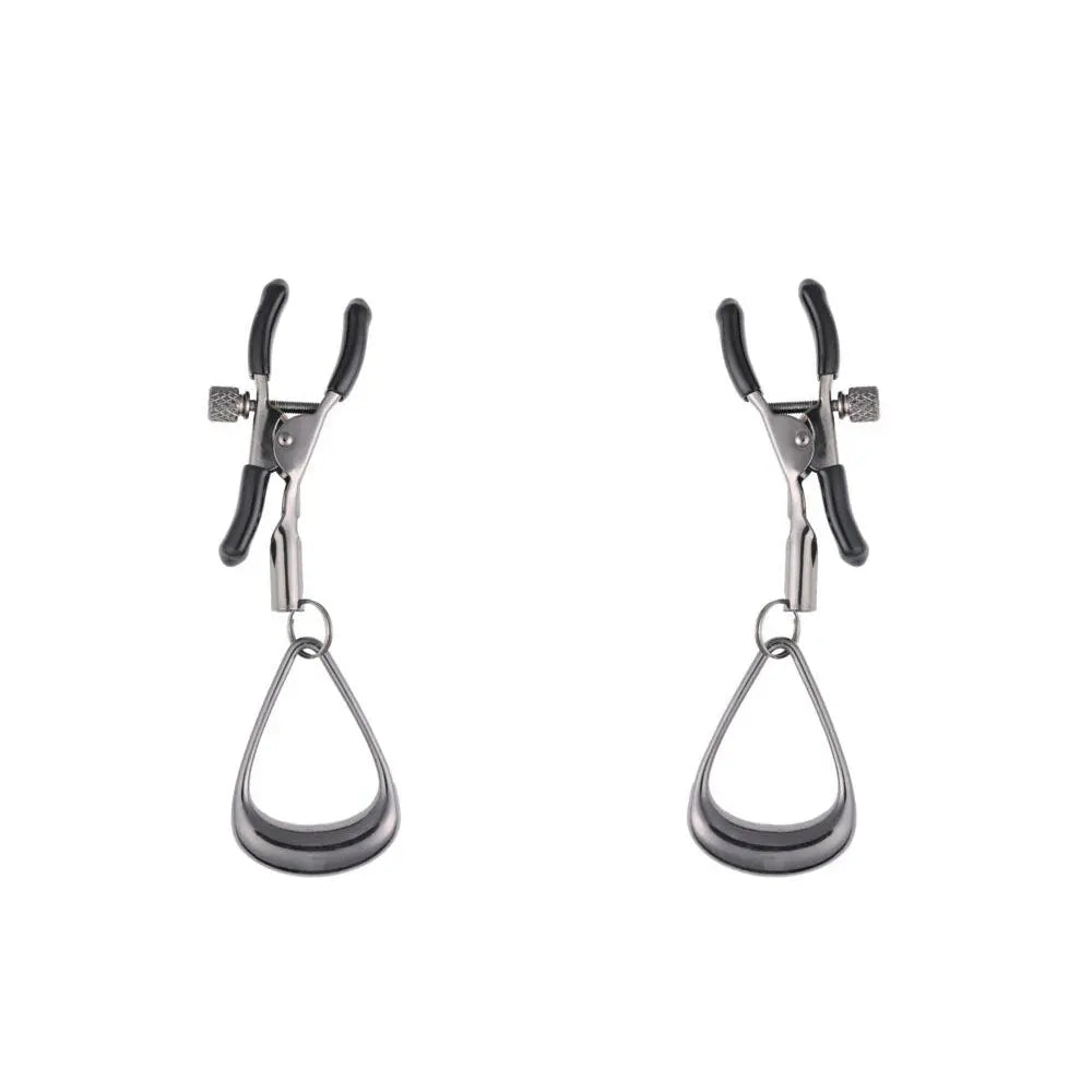 SPORTSHEETS Velvet Noir Tuggable Nipple Clamps - Gunmetal Adjustable Nipple Restraints Sportsheets Discreet Intimate Essentials.