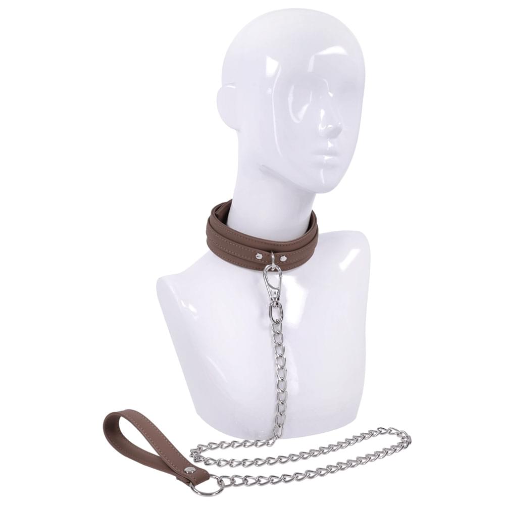 SPORTSHEETS Signature Dawn Dream Collar & Leash - Tan Adjustable Restraint by Sportsheets from Discreet Intimate Essentials for  BONDAGE-TOYS, quality products at discount affordable prices.