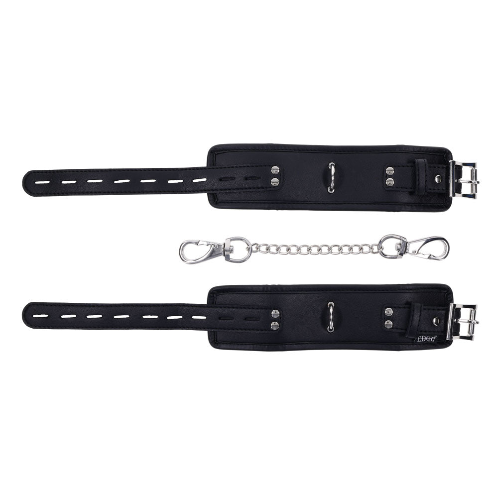 EDGE Handcuffs -  Restraints with padded black cuffs and silver hardware for secure and comfortable power play.