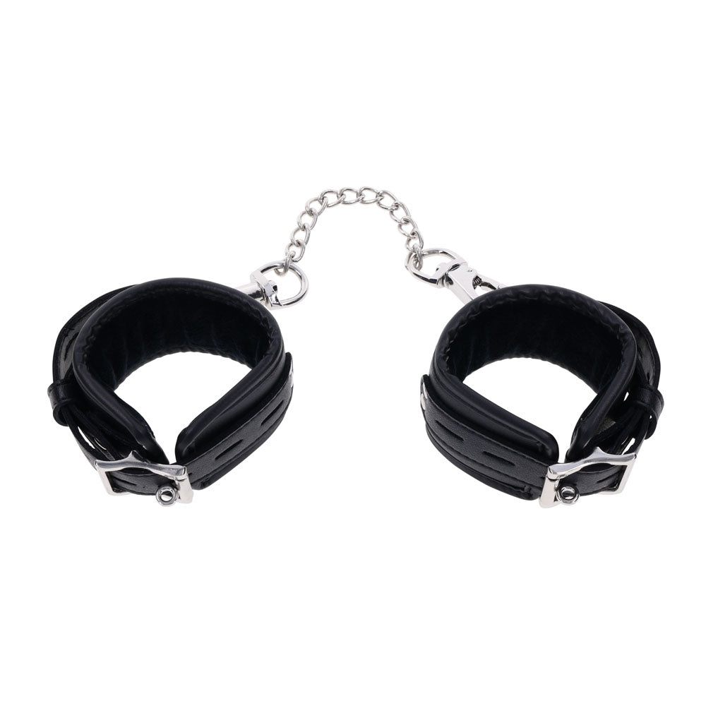 EDGE Handcuffs -  Restraints with padded black cuffs and silver metal hardware for comfort during adult play.