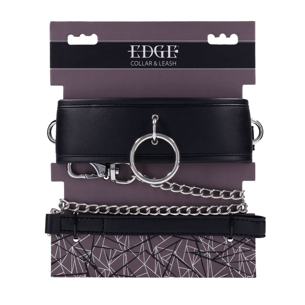 EDGE Collar & Leash -  Neck Restraint with Heavy Duty Metal Leash displayed on packaging with sleek design.
