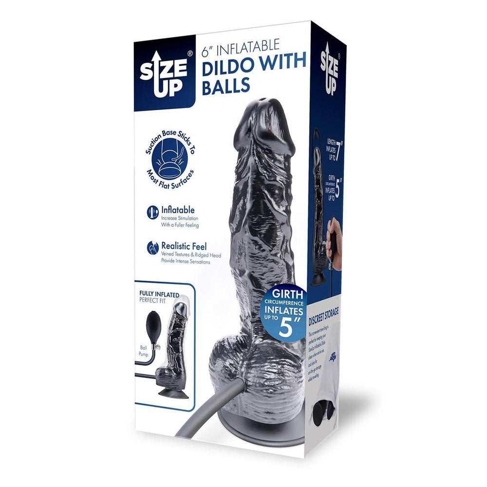Size Up 6 Inch Inflatable Dildo with Balls -  17.8 cm Inflatable Dong
