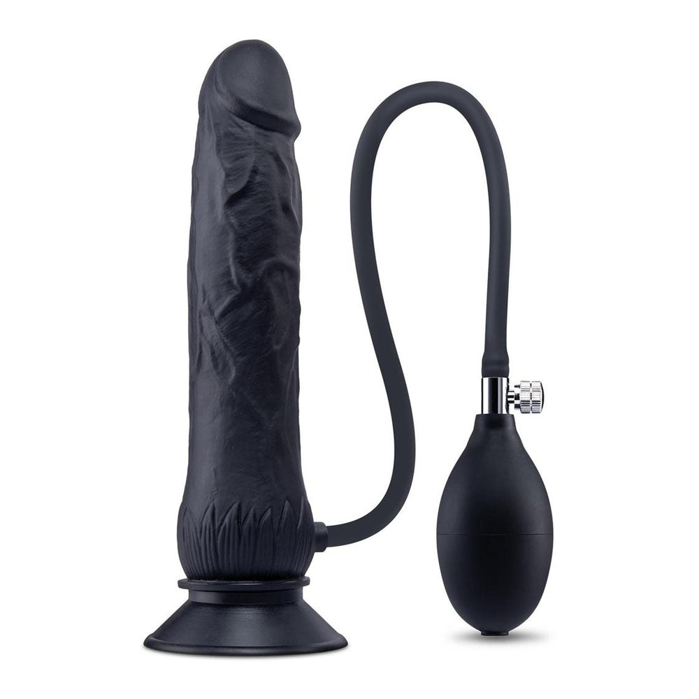 Size Up 7.5 Inch Inflatable Dildo with Balls -  20.3 cm Inflatable Dong, body-safe silicone with suction base and pump.