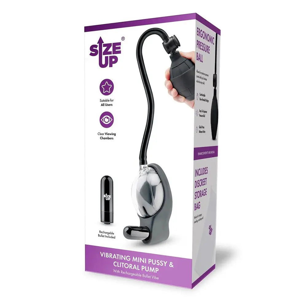 Affordable quality Size Up Vibrating Mini Pussy & Clitoral Pump -  USB Rechargeable Vibrating Vaginal and Clitoral Pump  from XGEN Products by Discreet Intimate Essentials with Discreet Delivery 