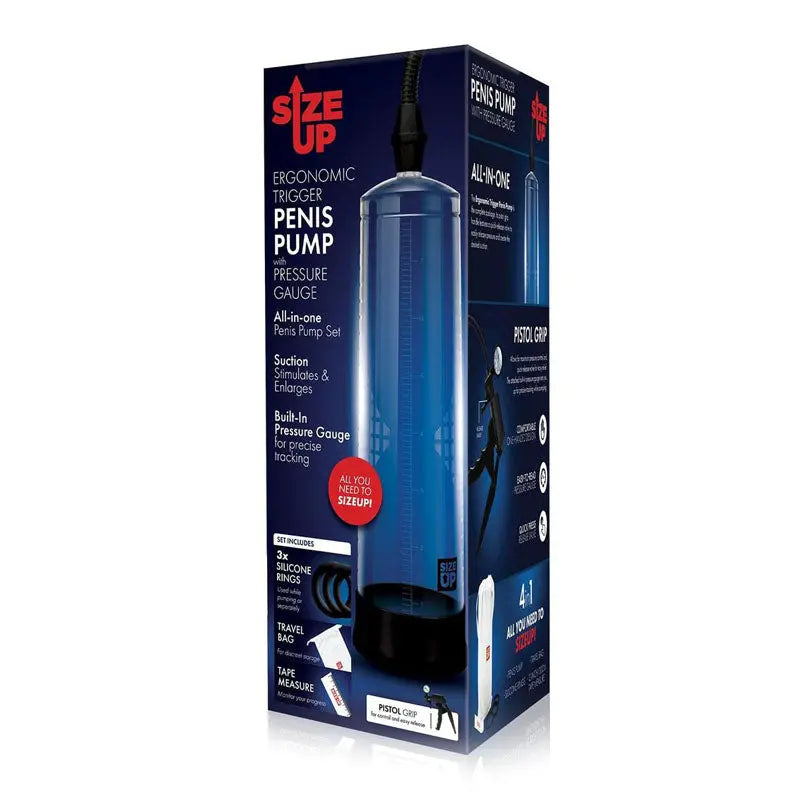Affordable quality Size Up Ergonomic Trigger Penis Pump with Pressure Gauge -  Penis Pump  from Xgen Products by Discreet Intimate Essentials with Discreet Delivery 