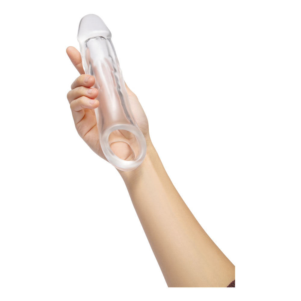 Size Up 2 Inch See-Thru Penis Extender with Ball Loop - 5 cm (2'') Penis Extension Sleeve held in hand