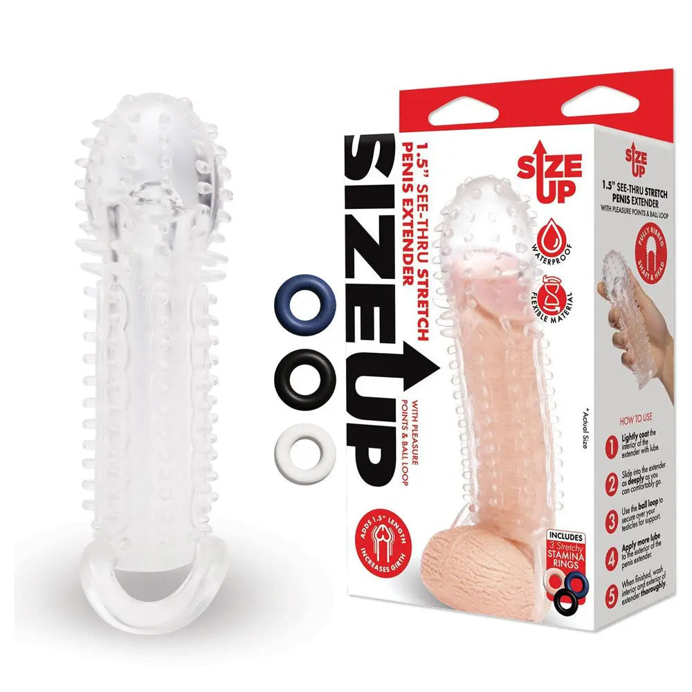 Affordable quality Size Up 1.5 Inch See-Thru Stretch Penis Extender -  3.8 cm (1.5'') Penis Extension Sleeve  from Xgen Products by Discreet Intimate Essentials with Discreet Delivery 