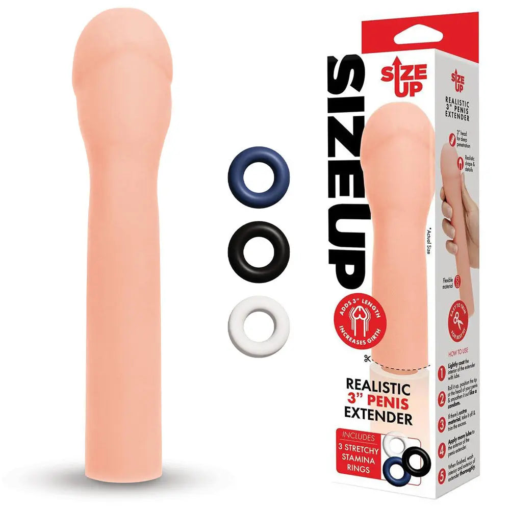 Affordable quality Size Up Realistic 3'' Penis Extender -  7.6 cm (3'') Penis Extension Sleeve  from Xgen Products by Discreet Intimate Essentials with Discreet Delivery 