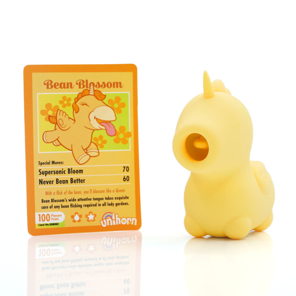 Unihorn - Bean Blossom - USB Rechargeable Flicking Stimulator with collectible card for intimate essentials for her.