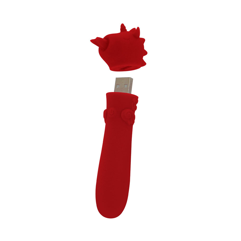 Unihorn - USB Bullet - Blaze Diablo - USB Rechargeable Vibrating Bullet in red silicone design.