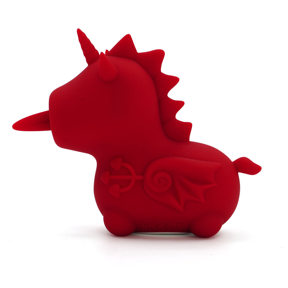 Unihorn - Blaze Diablo -  USB Rechargeable Forked Tongue Flicking Stimulator in red, featuring a cute devilish design.
