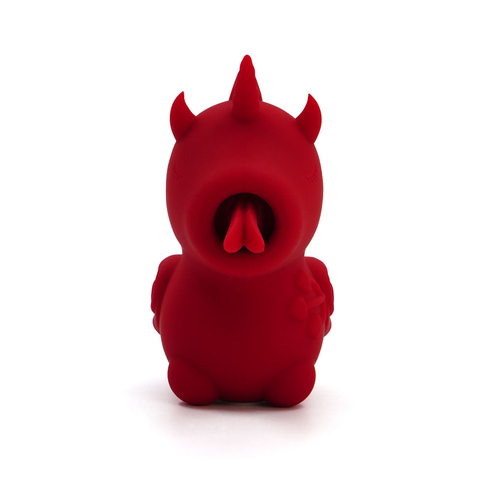 Unihorn - Blaze Diablo - USB Rechargeable Forked Tongue Flicking Stimulator, red silicone design for intimate essentials.
