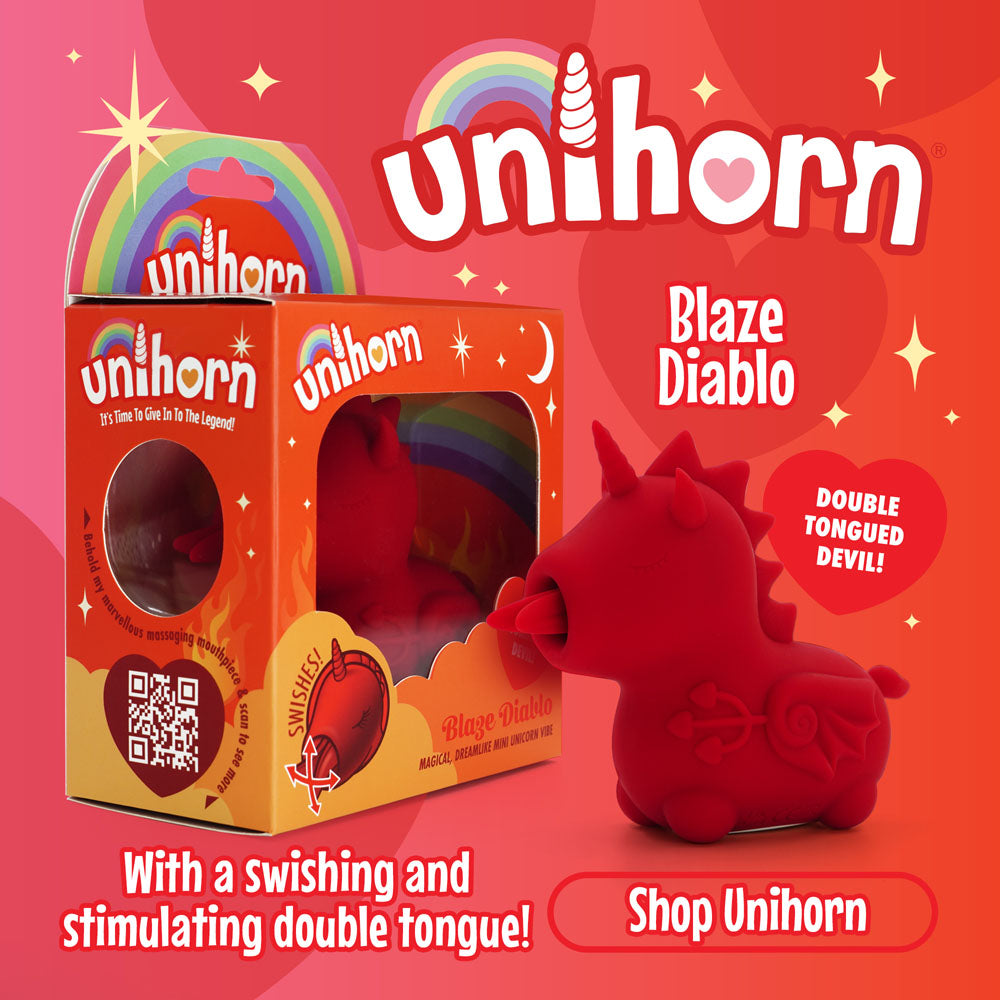 Unihorn - Blaze Diablo - USB Rechargeable Forked Tongue Flicking Stimulator with a swishing double tongue.