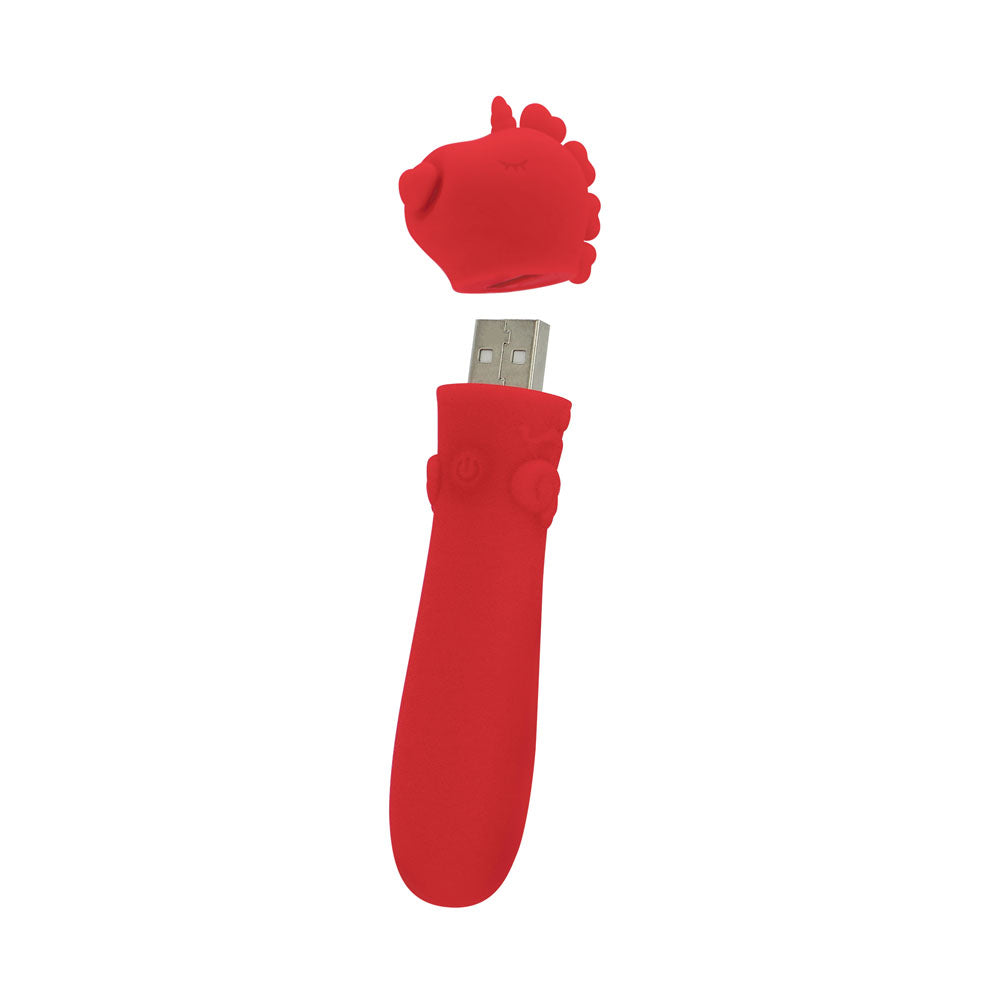 Unihorn - USB Bullet - Cupid's Beau -  USB Rechargeable Vibrating Bullet in red silicone design.