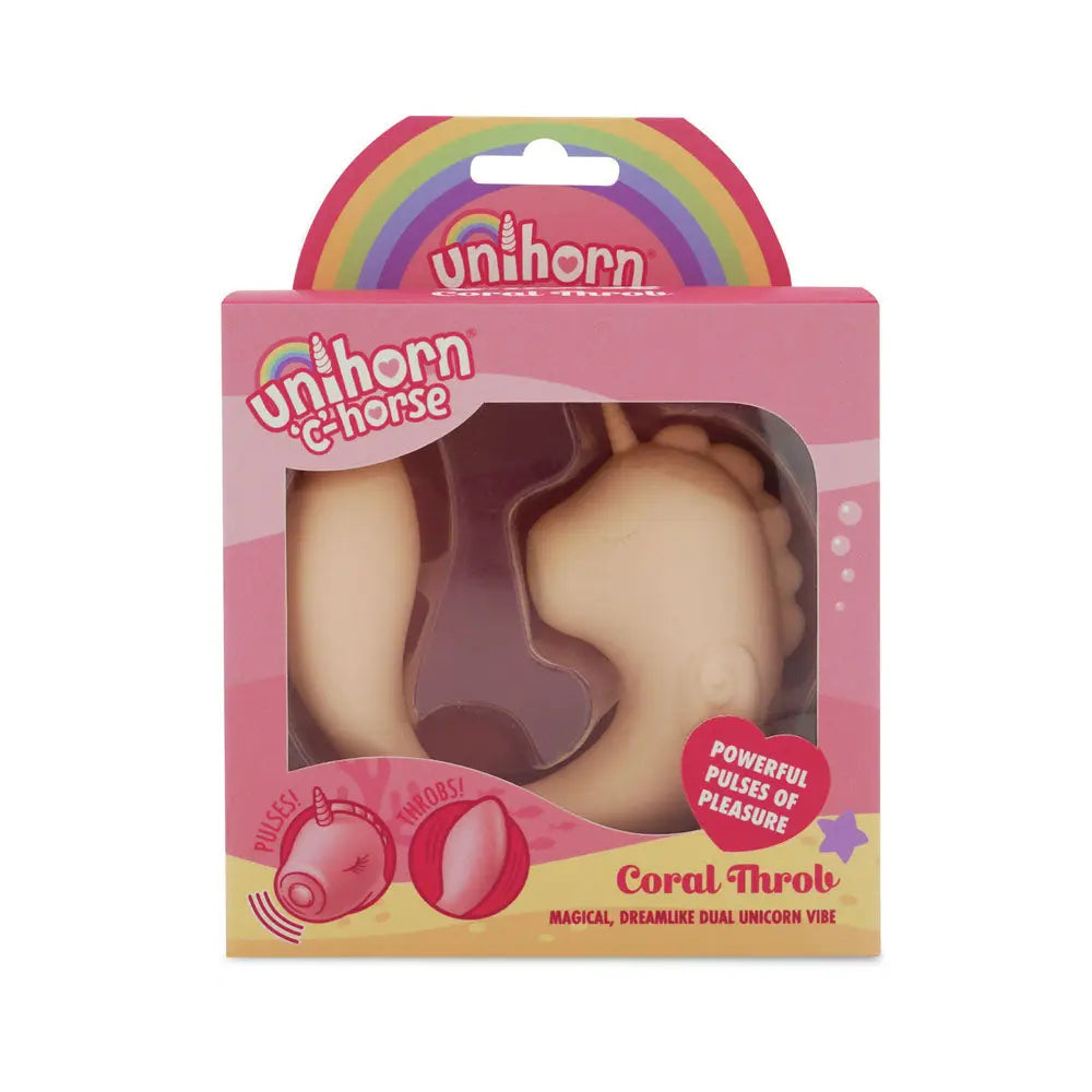 Unihorn - C Horse - Coral Throb - Coral USB Rechargeable Dual Unicorn Vibrator Creative Conceptions Discreet Intimate Essentials.