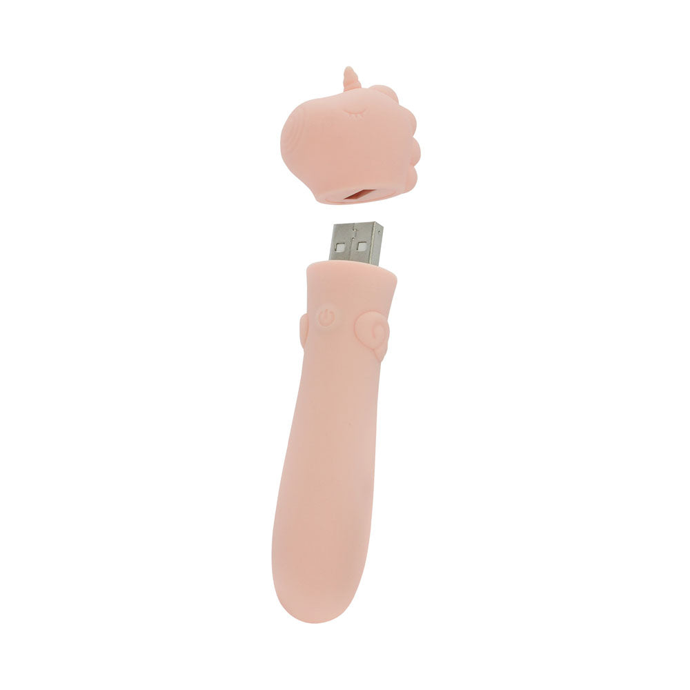 Unihorn - USB Bullet - Heart Throb - Coral USB Rechargeable Vibrating Bullet with unicorn cap.