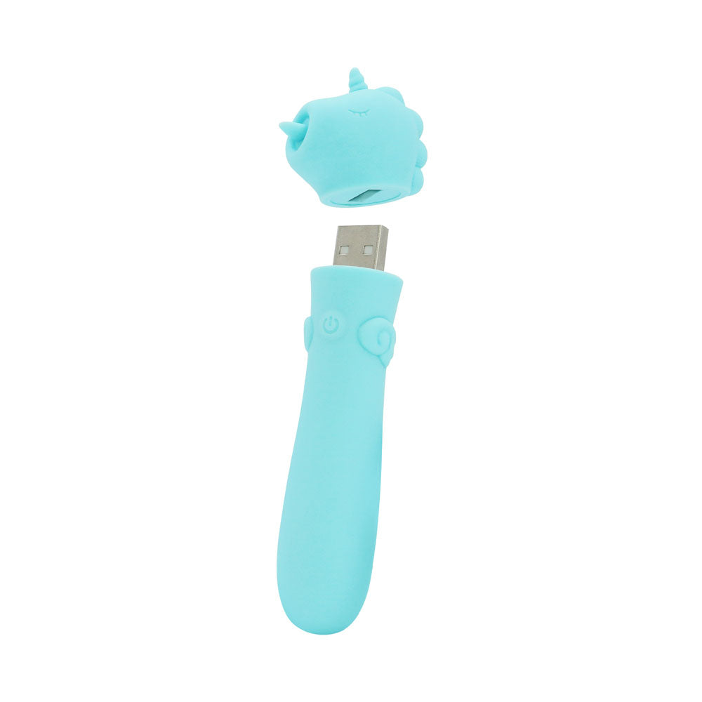 Unihorn - USB Bullet - Mount'n Peak - Teal USB Rechargeable Vibrating Bullet with playful design and silicone body.