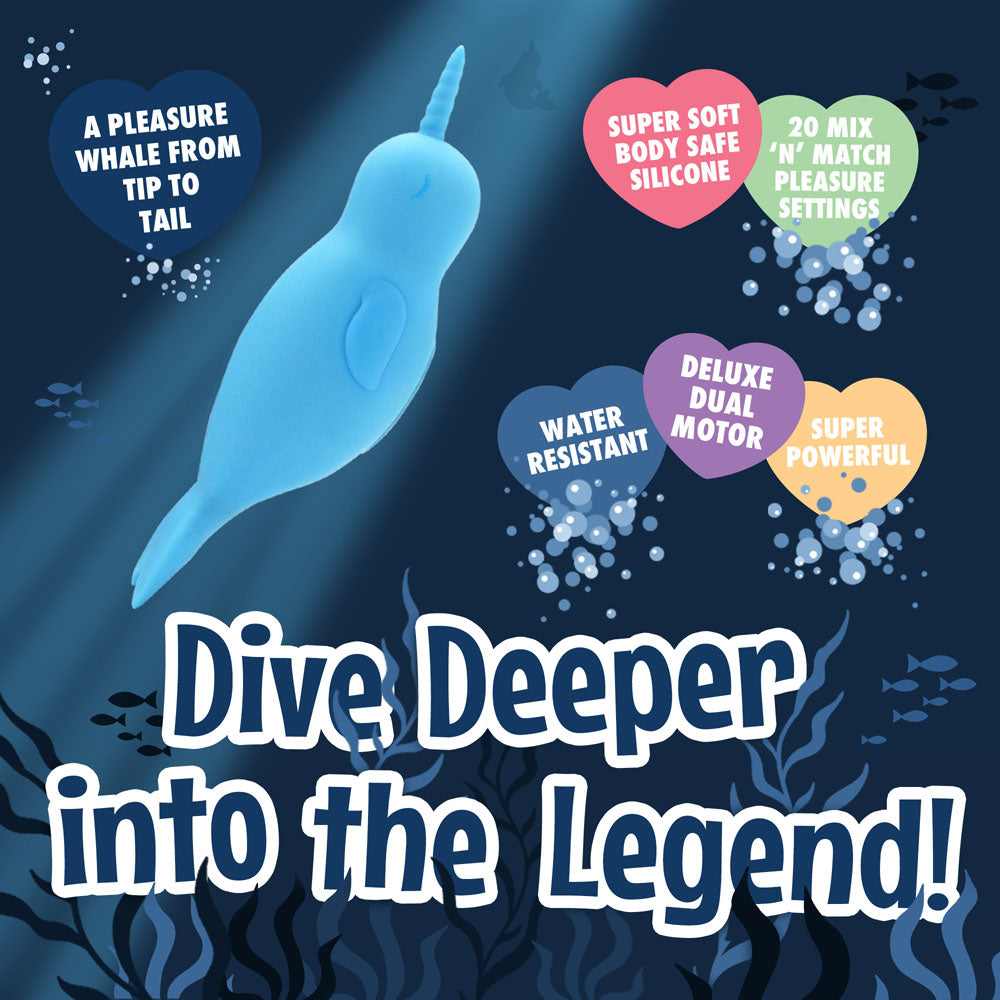 Unihorn of the Sea - Neigh Mo - The Narwhal - USB Rechargeable Dual Motor Stimulator with super soft silicone design.