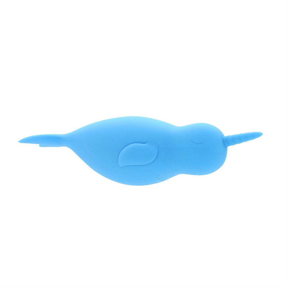 Unihorn of the Sea - Neigh Mo - The Narwhal - USB Rechargeable Dual Motor Stimulator in blue silicone.