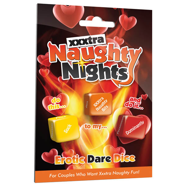 Naughty Nights Erotic Dare Dice - Lovers Dice Game packaging with dice instructions for adult couples.