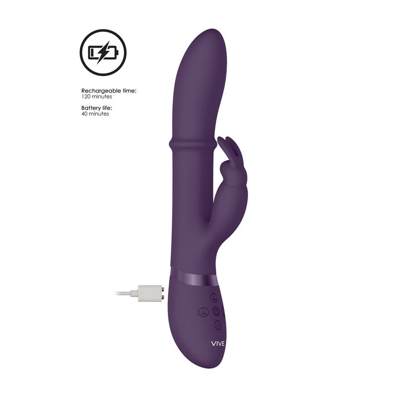 Vive Halo - 24.5 cm USB Rechargeable Rabbit Vibrator in purple with USB charging feature and control buttons.