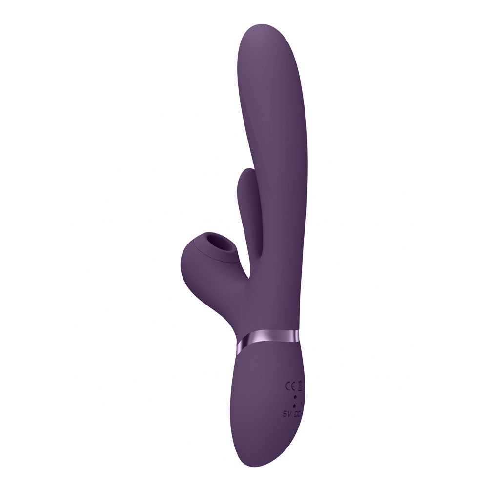 VIVE Ena -  -  25 cm USB Rechargeable Thrusting Vibrator with Air Wave Stimulator side view in purple.